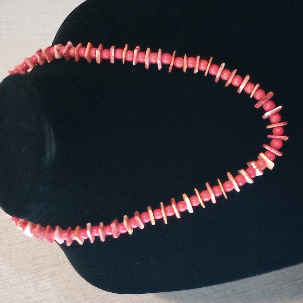 Native American Sterling Silver Orange Coral & Spiny Oyster Shell Necklace 20" - Picture 9 of 13